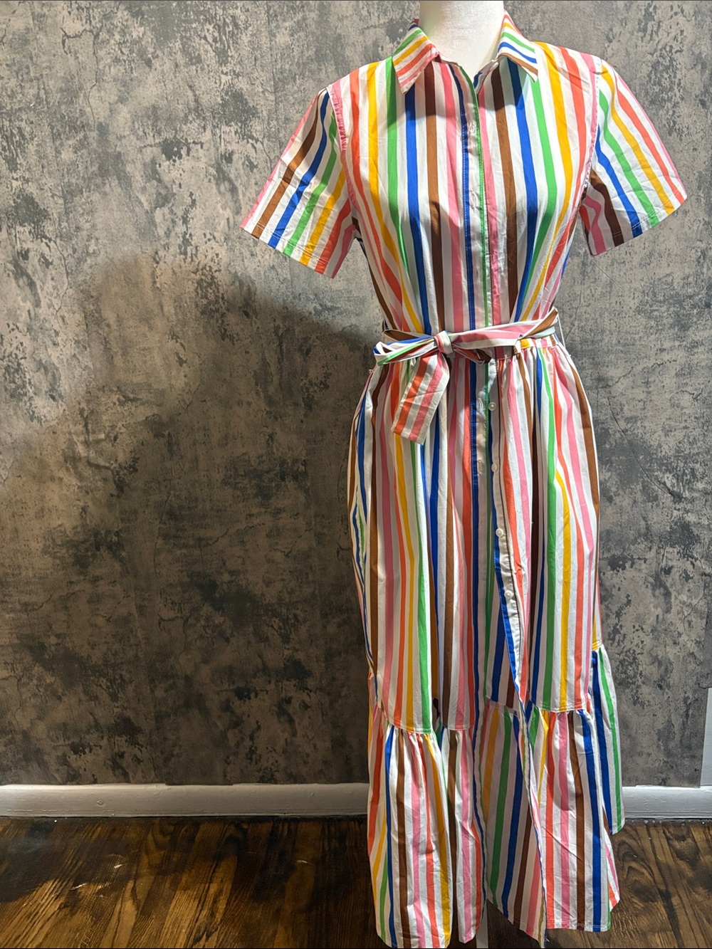 Target Multicolor Rainbow Stripe Maxi Shirt Dress